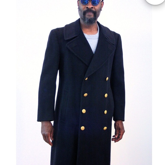 Vintage US Navy  Double Breasted Heavy Wool Gold Buttons Maxi Coat, Size 40R - Picture 2 of 14